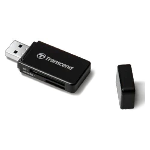 Transcend TS-RDF5K SD/Micro SD Card Reader USB 3.1 GEN1 - Dual Slot Support - Plug and Play - LED Indicator - Compact & Lightweight - Black