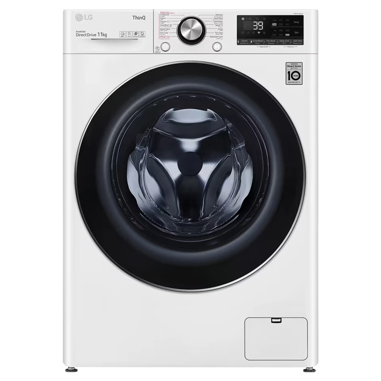 LG Front Load Washing Machine WR9011BWG - 11 Kg Max Wash Capacity - Inverter DirectDrive Motor - AI DD Intelligent Care - Steam Technology - Smart ThinQ Connectivity - White