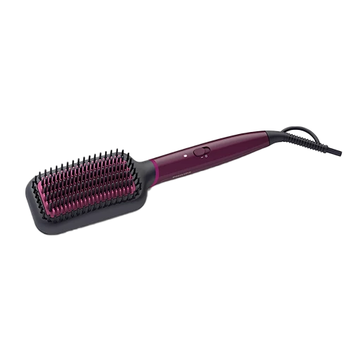 Philips 5000 Series BHH730/03 Heated Straightening Brush - Keratin Ceramic Coating - ThermoProtect Technology - 200°C Styling Temperature - Triple-Bristle Design -Purple