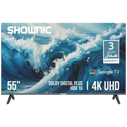 Shownic Smart Television TS-55AUHGD - 55 Inch 4K UHD Display - Google TV OS - HDR10 and Color Filter - Dolby Digital Plus and Surround Sound - Black