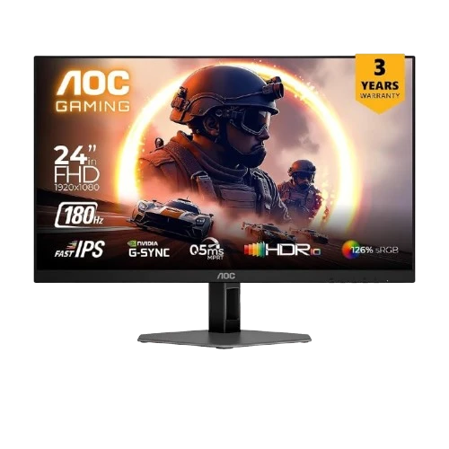 AOC Gaming Monitor 24G4E - 23.8  Inch- FHD - IPS Panel - 180Hz 1ms - HDR10 - Black