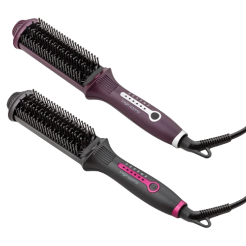 Fakir Illusion Effect Ionic Hair Straightening Brush - Tourmaline Ceramic Coating - Ionic Technology - Up to 220°C Adjustable Heat - Wet & Dry Use