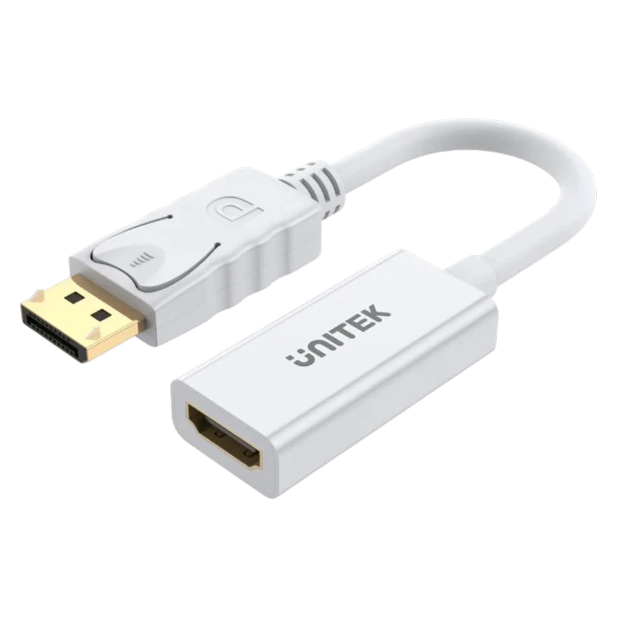 Unitek 4K 30Hz DisplayPort to HDMI 1.4 Adapter Y-6332 - Ultra-4K@30Hz Resolution - Backward Resolution Compatibility - Plug-and-Play Operation - Secure DisplayPort Connection - White