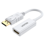 Unitek 4K 30Hz DisplayPort to HDMI 1.4 Adapter Y-6332 - Ultra-4K@30Hz Resolution - Backward Resolution Compatibility - Plug-and-Play Operation - Secure DisplayPort Connection - White