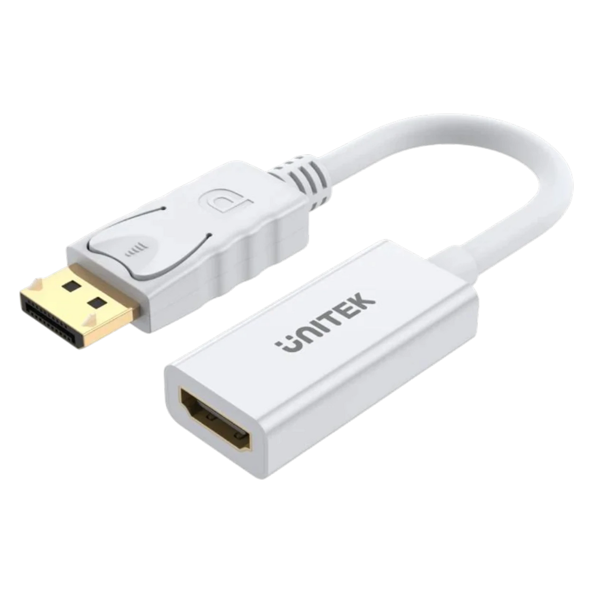 Unitek 4K 30Hz DisplayPort to HDMI 1.4 Adapter Y-6332 - Ultra-4K@30Hz Resolution - Backward Resolution Compatibility - Plug-and-Play Operation - Secure DisplayPort Connection - White