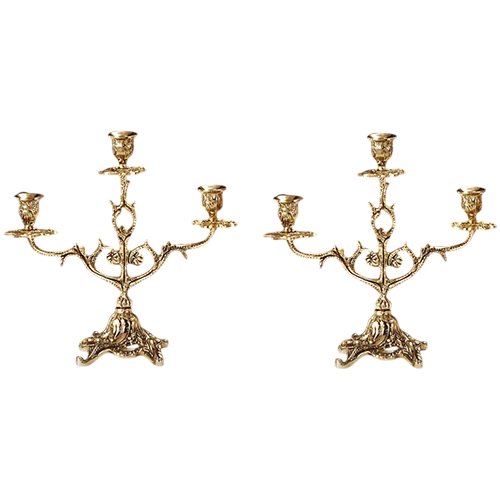 Virtus Antique Pair of Candelabras Serpentin 4202 - Gold