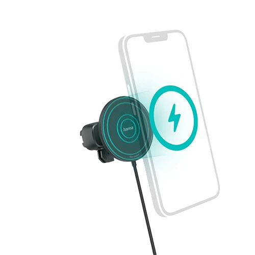 Hama MagCharge Car FC15 Wireless Charger 201697 - 15W - MagSafe Compatible - Black