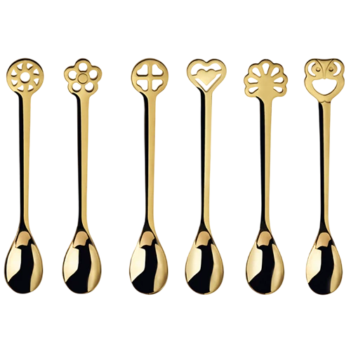 Bugatti Cutleries Portafortuna 6 Pieces Moka Spoons Lucky Charm Set in Gift Box DR-050A08/6 - Gold