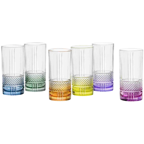 RCR Glass Model Brillante Set 6 Pieces Tumblers 370 ml - HB - Multicolor