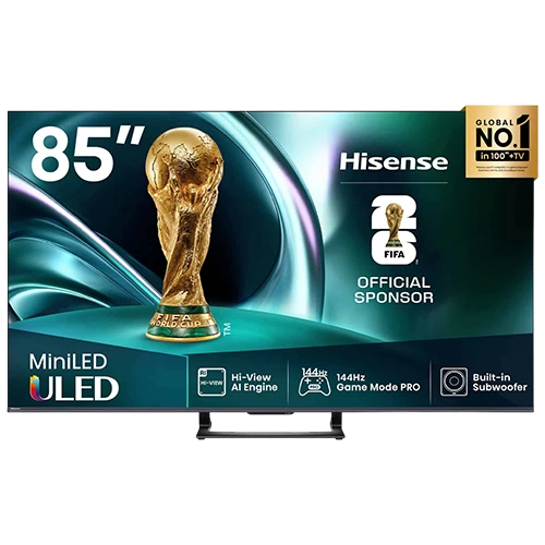 Hisense Mini-LED ULED Smart Television 85U7Q - 85 Inch - Powered by Vidaa OS - Mini-LED and QLED - 144Hz Game Mode Pro - Dolby Vision IQ & Dolby Atmos - Hi-View AI Engine - Black