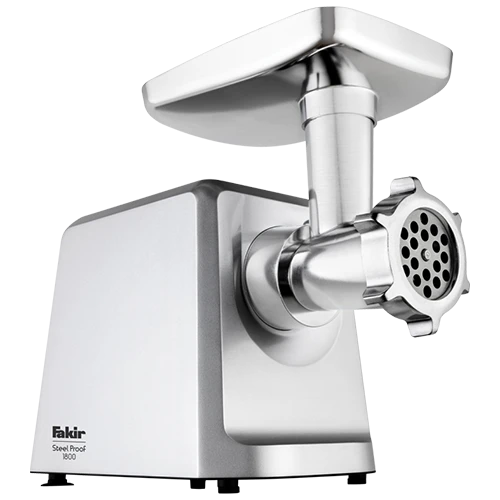 Fakir Steel Proof 1800 Meat Grinder - 1800W - Stainless Steel - Anti-Clogging System - 3 Attachments - Silver