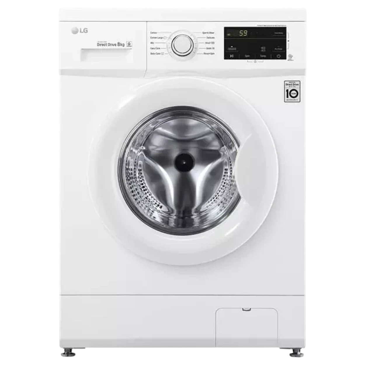 LG Front Load Washing Machine WY1408WTP - 8 Kg Capacity and 1400 RPM Spin Cycle - Inverter Direct Drive Motor - 6 Motion DD Technology - LG Steam Technology - SmartThinQ & Smart Diagnosis - Essence White