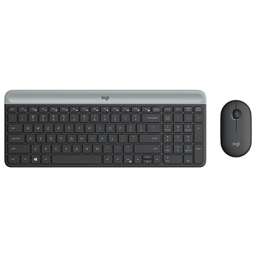 Logitech MK470 Slim Wireless Keyboard & Mouse Combo - 100% Full-Size - Scissor - 2.4 GHz USB Receiver - Ultra-Quiet - Graphite