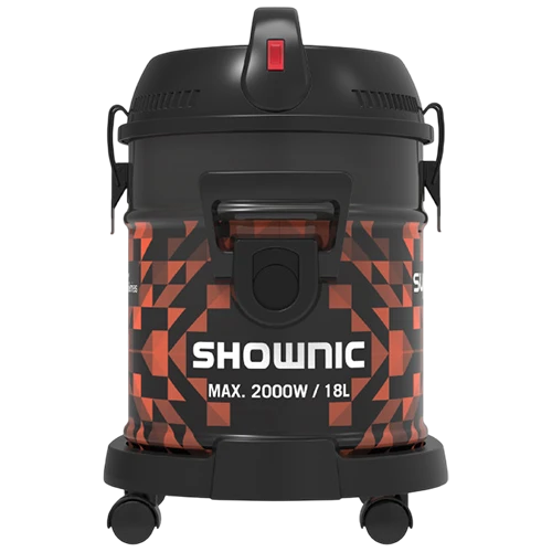 Shownic Drum Vacuum Cleaner VB-18M20RCB - 2000W Powerful Motor - 18-Liter Metal Drum - Multi-Stage Filtration - Motor Protection System - Dual Functionality - Black / Orange