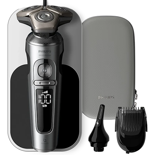 Philips Shaver S9000 Prestige SP9871/22 - Skin-Level Closeness and Comfort with NanoTech Dual Precision Blades and SkinIQ - Silver