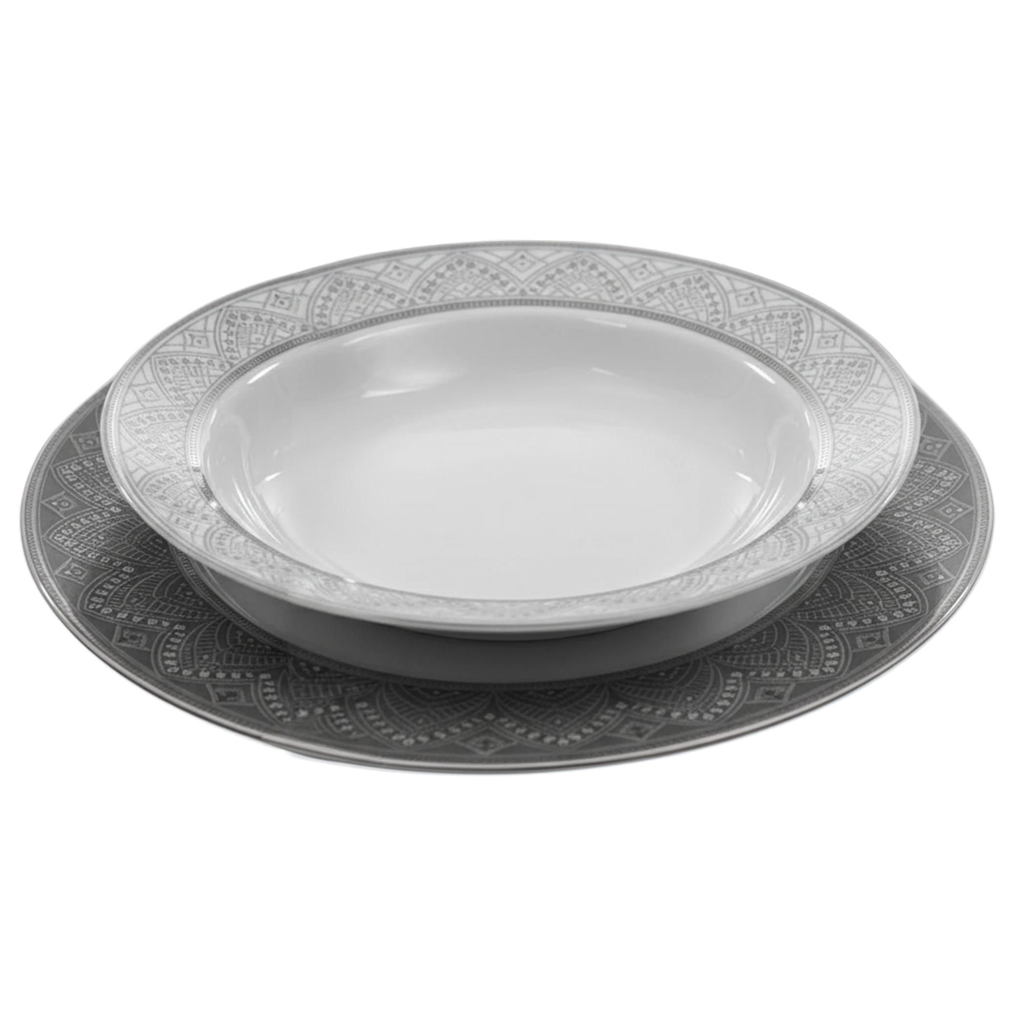 Polskie Fabryki Porcelany Dinner Set for 6 People Model Yvonne G621 - Set of 28 Pieces - Grey