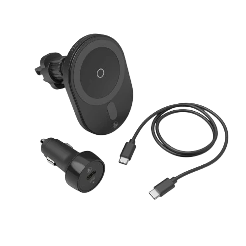 Hama MagCharge Car FC15 Wireless Charger 187268 - 15W - Magnetic Alignment - USB-C to USB-C Cable - Universal Compatibility - Black