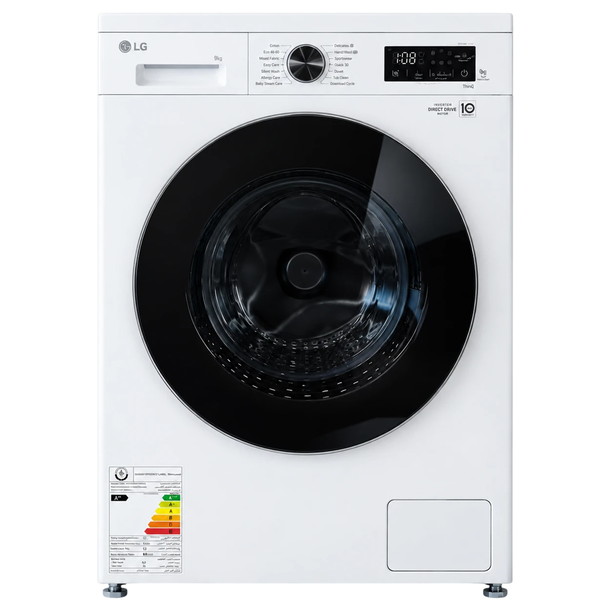 LG Front Load Washing Machine WY1409WVP - 9 Kg Capacity & 1400 RPM Spin Speed - Inverter Direct Drive Motor - 6 Motion DD Technology - LG Steam Technology - SmartThinQ & Smart Diagnosis - Essence White
