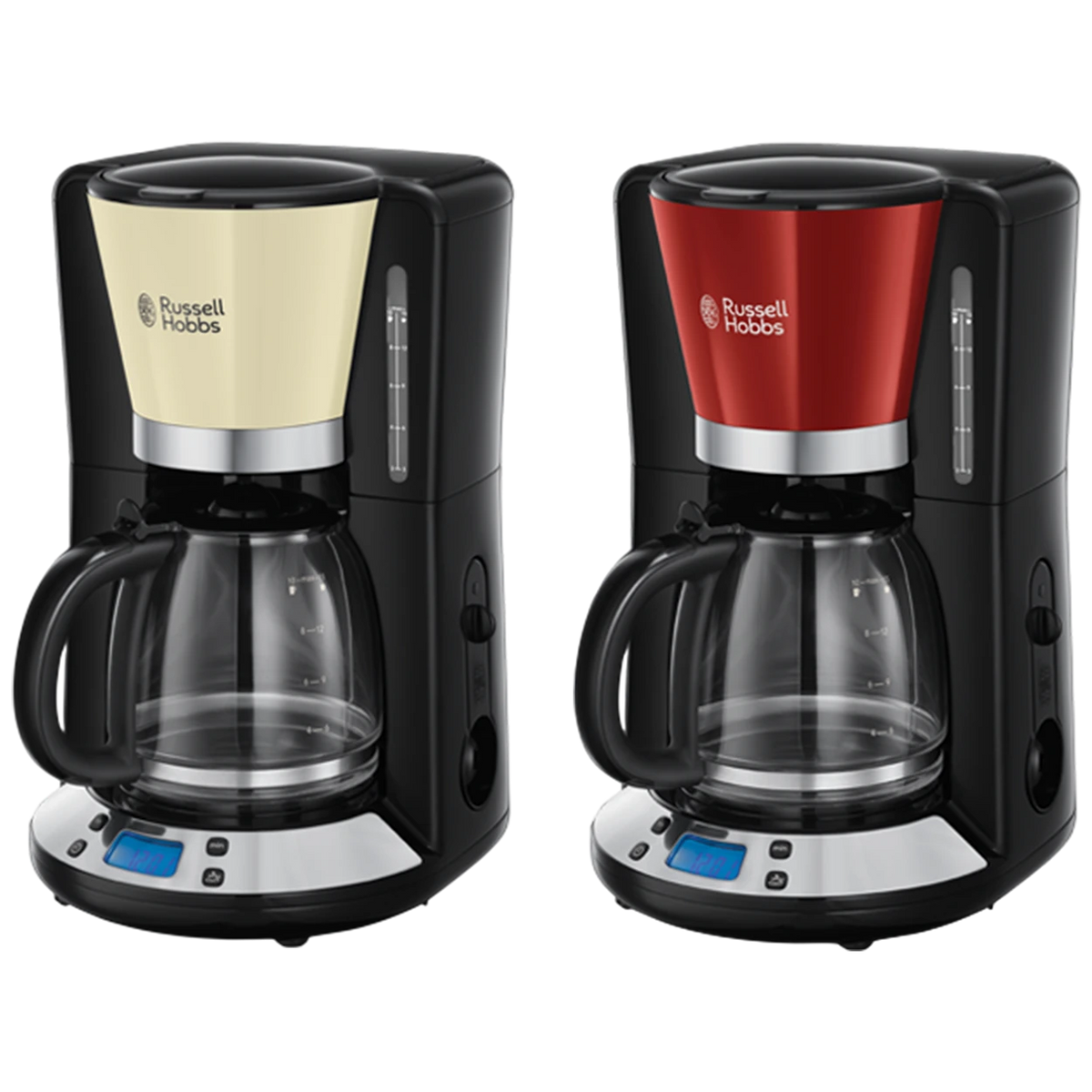 Russell Hobbs Colours Plus Coffee Maker - 1.25 Liter Glass Carafe - 24 Hour Programmable Timer - Digital Controls and Display - 40 Minute Keep Warm Function