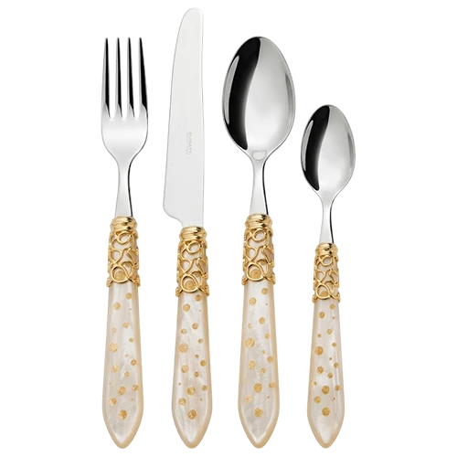 Bugatti Cutleries Melodia Galleria MLDAM-0GAW50 - Set of 24 Pieces - 18/10 Stainless Steel - Ivory
