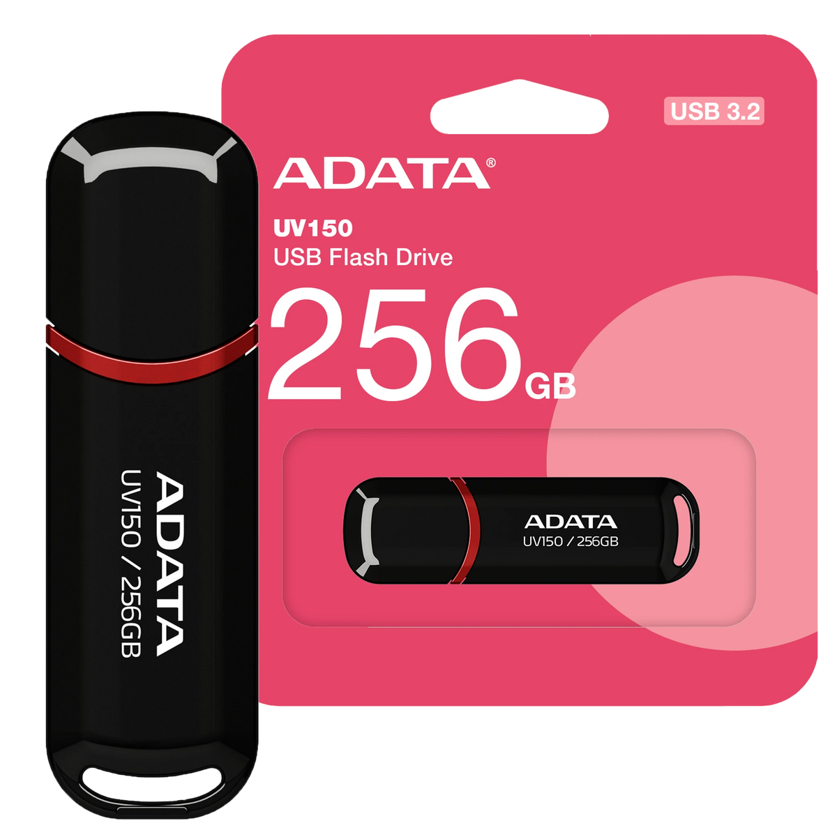 Adata UV150 USB Flash Drive - USB 3.2 Gen1 - Up to 100 MB/s - Black