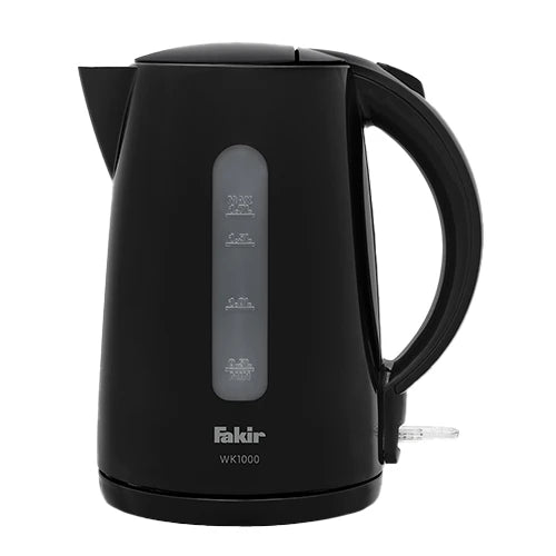 Fakir Kettle WK1000 - 1.7L Capacity - 2200W High Power - Stainless Steel Concealed Resistance - 360° Rotating Base - Black