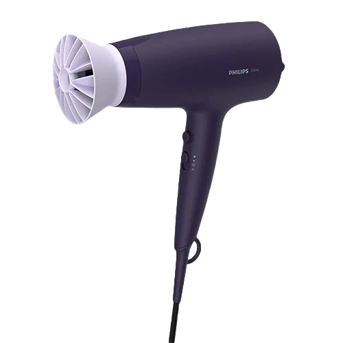 Philips 3000 Series Hair Dryer BHD340/13 - 2100W Motor - ThermoProtect Attachment - 6 Heat & Speed Settings - Slim Styling Nozzle - Purple
