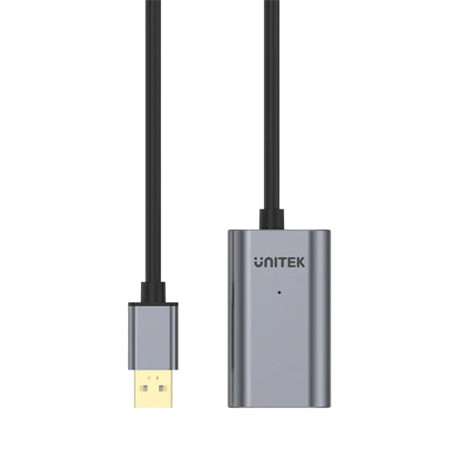 Unitek USB 2.0 Extension Cable 5M Y-271 - Gold-Plated Connectors - 480Mbps Data Transfer Speed - Plug-and-Play - Grey