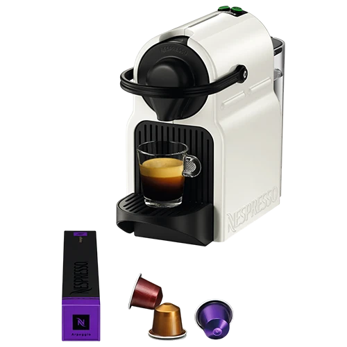 Nespresso Inissia Krups ‏XN100199 Capsules Coffee Machine - Folding Drip Tray - Energy-Saving Mode - One-Touch Coffee Selection - White