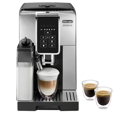 De'Longhi Fully Automatic Coffee Machine Dinamica ECAM 350.55.SB - Dual Cup Brewing - 1.8 Liter - LatteCrema System - Black / Silver