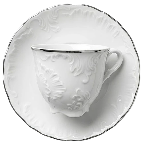 Polskie Fabryki Porcelany Model Rococo Moccaset for 6 People and 12 Pieces 9718 - White