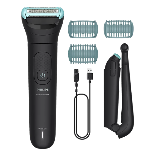 Philips Body Groomer 5000 Series BG5475/15 - Gentle on Skin, Full Body Grooming with Triple Protect Shave System and Foldable Back Attachment - Black