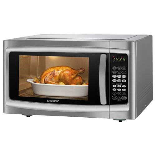 Shownic Microwave Oven with Grill OM-FSD145GX - 45 Liters Capacity - Dual Functionality - Digital Control Panel - Large Glass Turntable - 11 Power Level - 7 Auto-Cooking Presets - Silver