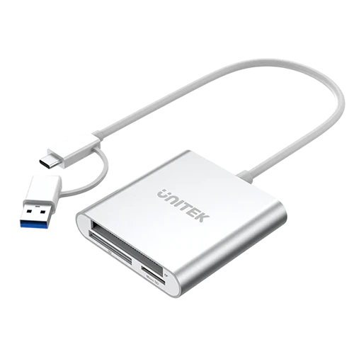 Unitek Card Reader Multi+C Adapter Y-9313D - Triple Slot Design - Wide Compatibility -  Plug and Play- White
