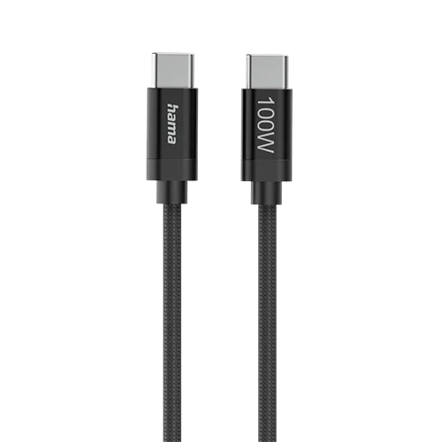 Hama Fabric Charging Cable USB-C toUSB-C 201740 100 W 1.5 m Nylon - Black