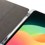 Hama Fold Clear Tablet Case - iPad Folio - Pen Compartment & Automatic Power Control - Lightweight Polyurethane with Transparent Back - Black