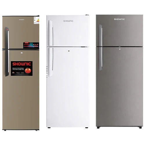 Shownic Top Mount Refrigerator RF-DFT3501 - 10 ft. Capacity - Direct Cooling System - Secure Door Lock - Tropical Compressor - LED Interior Lighting - External Condenser Grid