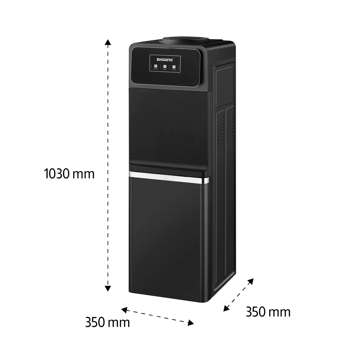 Shownic Luxury Water Dispenser WD-R3GDB - Built in Bottom Refrigerator - 3 Water Outlets - High Efficiency DANFU Compressor - Stainless Steel Tanks - LED Indicator Lights - Child Safety Lock