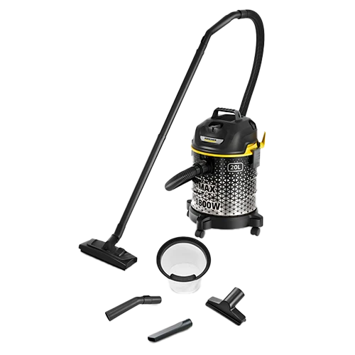 Karcher DVAC 1800 Drum Vacuum Cleaner - 1800W - Adjustable Suction Power - 20-Liter Capacity - Integrated Blower Function - 9m Operating Radius - Black