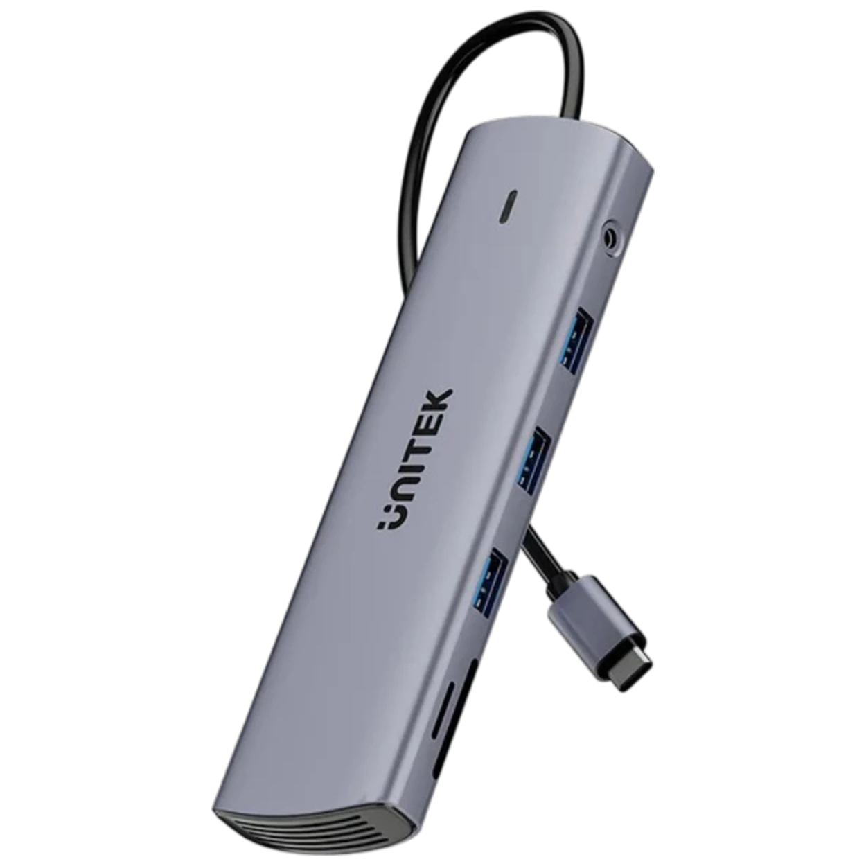 Unitek uHUB U11+ 11-in-1 USB-C Hub D1113B - Dual Display Support - 100W Power Delivery Charging - High-Speed USB Connectivity - Gigabit Ethernet - 3.5mm Audio Connection - Grey