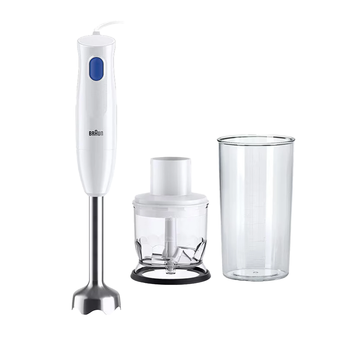 Braun Hand  Blender MQ10.201M Minipimer 2 IN 1 -  450W -  0.35 L Chopper and 600ml Plastic Beaker - White