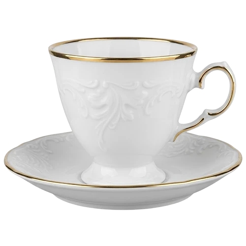 Polskie Fabryki Porcelany Coffee Set for 6 People Model Fryderyka 3617 - Set of 12 Pieces - Ivory