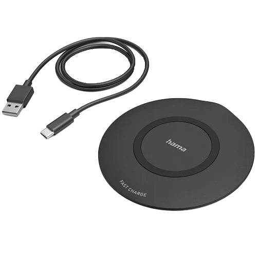 Hama Wireless Charger QI-FC15 201674 - 15W -  USB-A to USB-C Cable - 1m Cable Length - Black