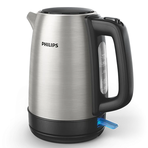 Philips Kettle Daily Collection HD9350/90 - 1.7L Food-Grade Metal Body - 2200W High Power - 360° Pirouette Base - Black / Stainless Steel