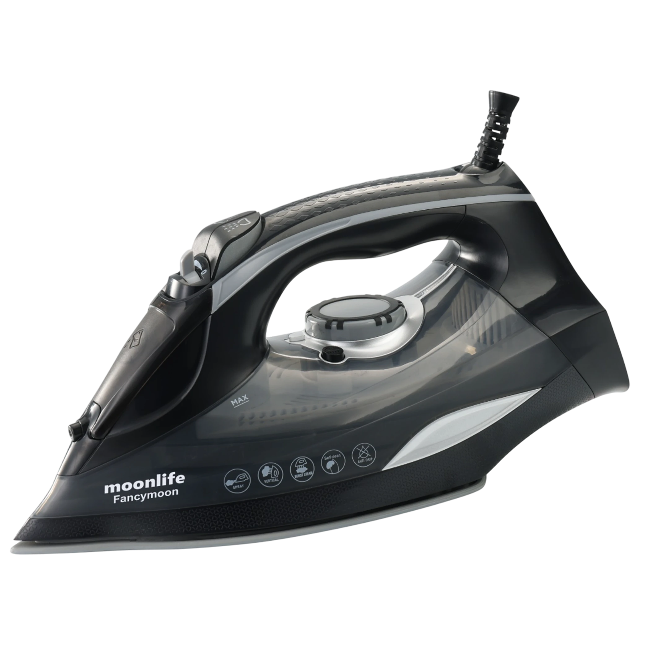 Moonlife Fancymoon Steam Iron MF917 - 3100W Power - Ceramic Soleplate - Auto Shut-Off - Anti-Calc & Anti-Drip - Black