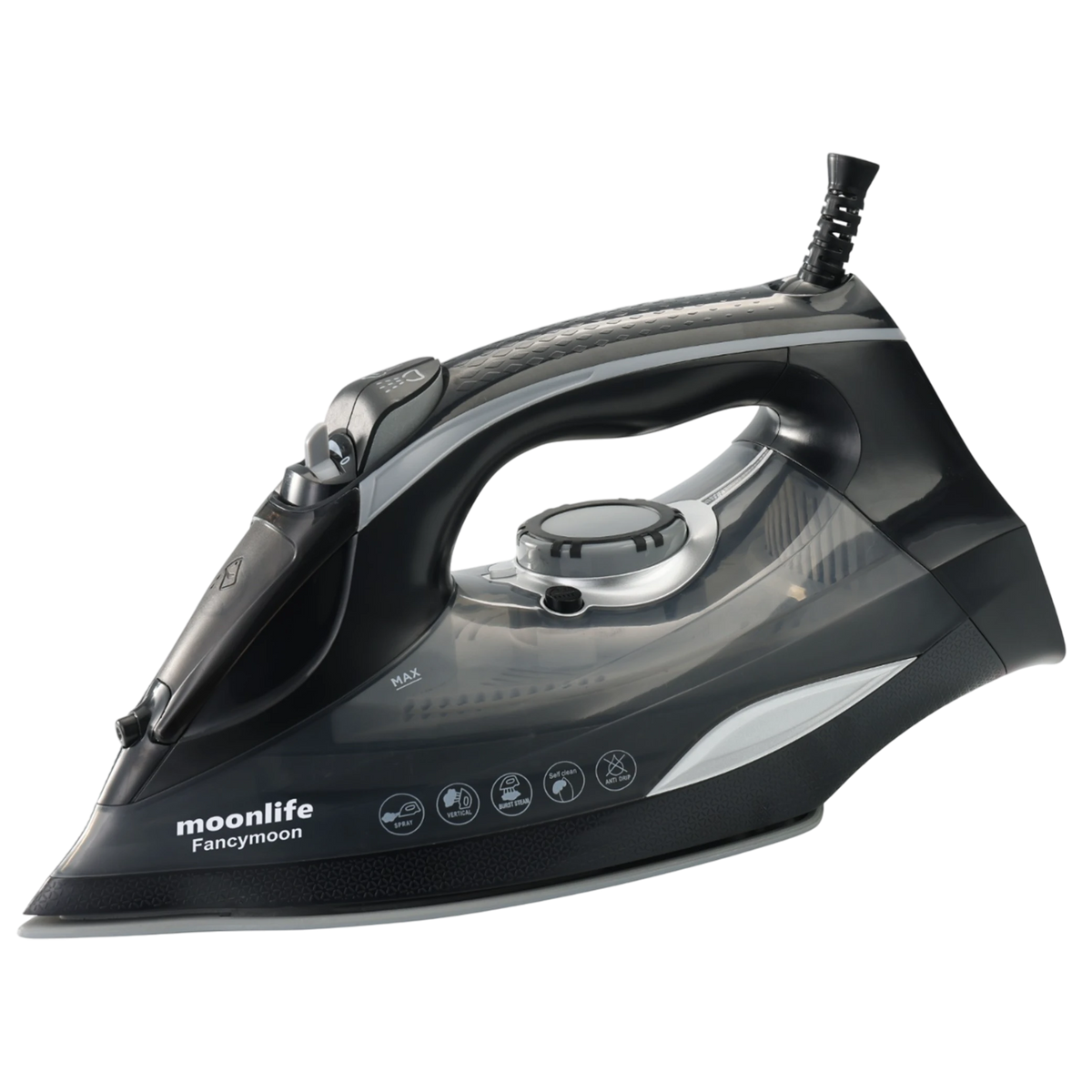 Moonlife Fancymoon Steam Iron MF917 - 3100W Power - Ceramic Soleplate - Auto Shut-Off - Anti-Calc & Anti-Drip - Black