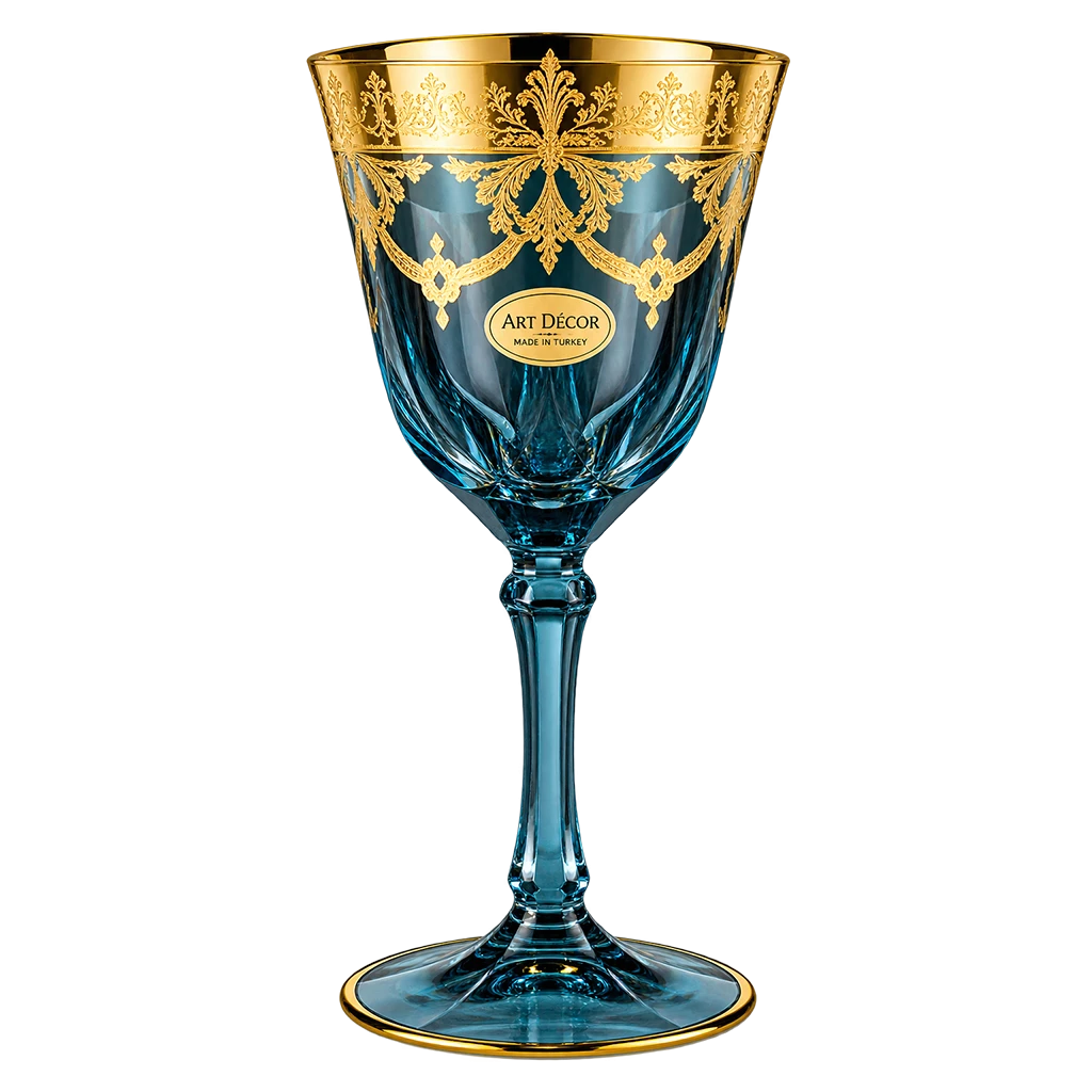 Art Décor Wine Glasses Model A2176 - Set 6 Pieces - Max Ottico - Design "Amalfi Blue" - Blue