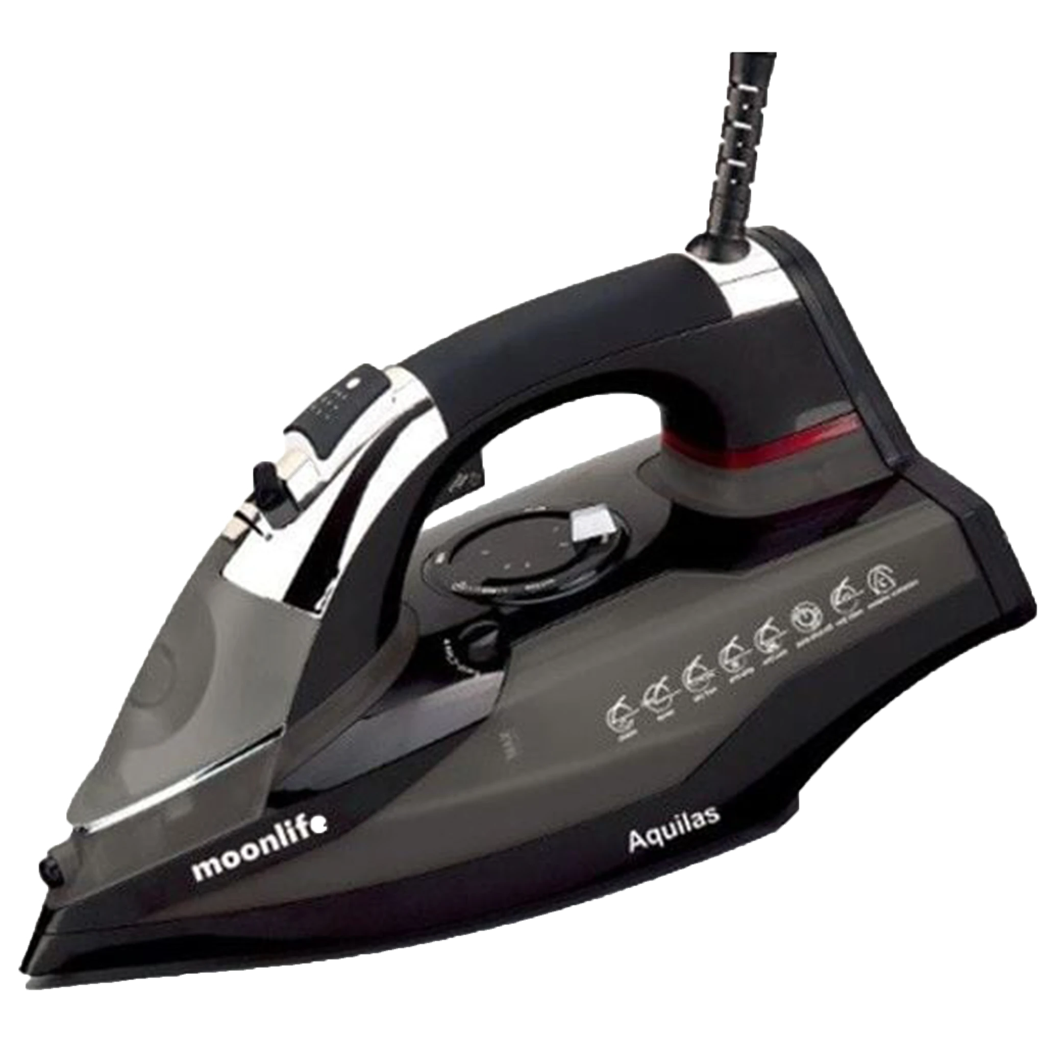 Moonlife Aquilas Ceramic Steam Iron MF906 - 2600W Power - Ceramic Soleplate - Auto Shut-Off - Vertical Steam - Black