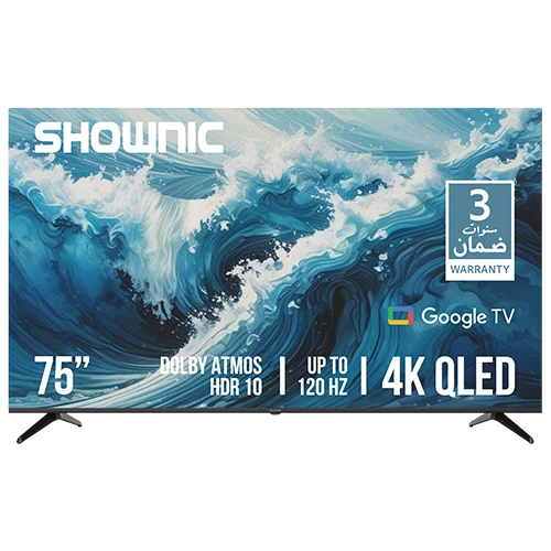 Shownic Smart Television TS-75AUHGQ - 75 Inch Size - 4K QLED Display - 120Hz DLG Refresh Rate - Advanced Image Technologies - Immersive Audio - Gaming Optimized - Black