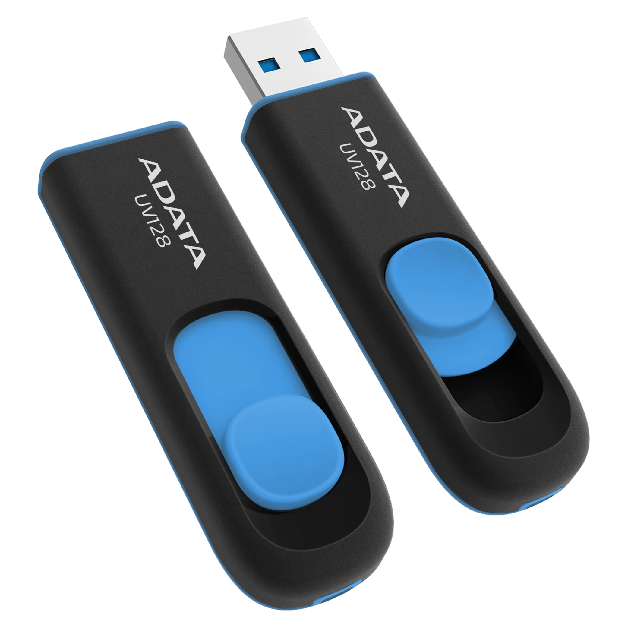 Adata UV128 USB Flash Drive - USB 3.2 Gen1 - Up to 100 MB/s - Black/Blue
